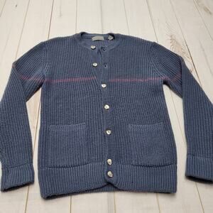 Vintage 100% wool chunky cardigan sweater old money grandpa thick knit medium